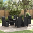 vidaXL Garden Dining Set 7 pcs Black Poly Rattan