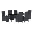vidaXL Garden Dining Set 7 pcs Black Poly Rattan