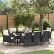 vidaXL Garden Dining Set 9 pcs Black Poly Rattan