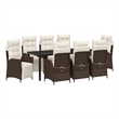 vidaXL Garden Dining Set 9 pcs Brown Poly Rattan