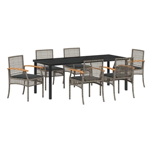 vidaXL Garden Dining Set 7 pcs Grey and Black Rattan