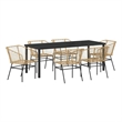 vidaXL Garden Dining Set 7 pcs Brown Poly Rattan