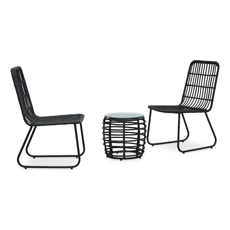 vidaXL 3 Piece Bistro Set Poly Rattan Black