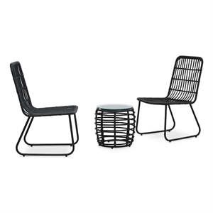 vidaXL 3 Piece Bistro Set Poly Rattan Black