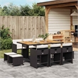 vidaXL Garden Dining Set Black/Brown Poly Rattan Large Collapsible