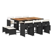 vidaXL Garden Dining Set Black/Brown Poly Rattan Large Collapsible