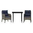 vidaXL 3 Piece Patio Dining Set with Cushions Gray Poly Rattan