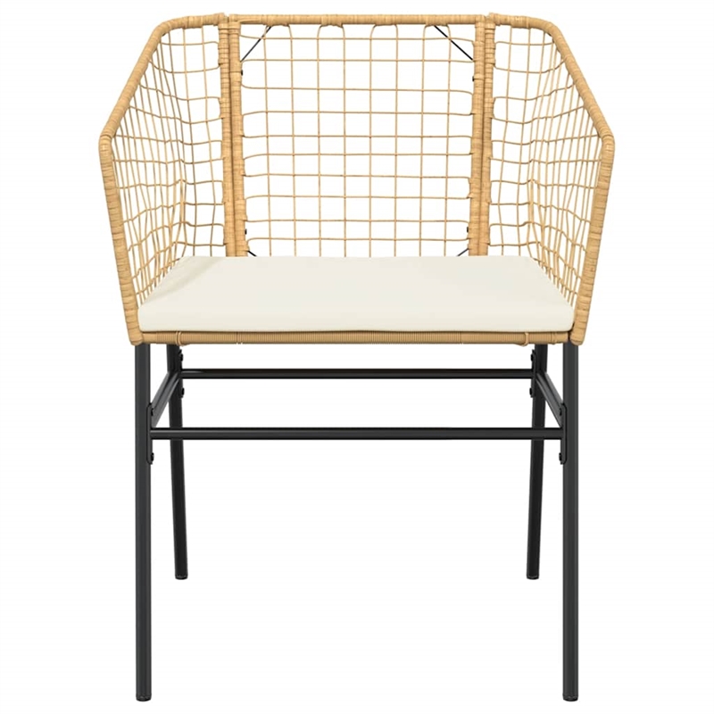 vidaXL 3 Piece Patio Dining Set with Cushions Brown Poly Rattan Glass