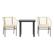 vidaXL 3 Piece Patio Dining Set with Cushions Brown Poly Rattan Glass