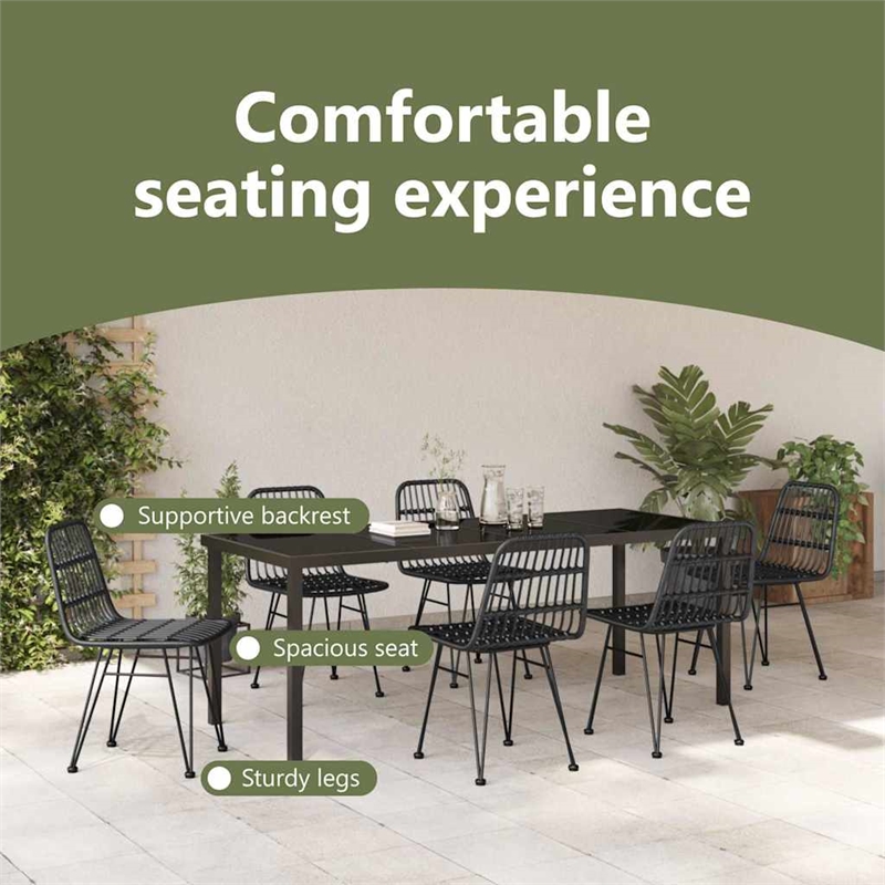 vidaXL Garden Dining Set 7 pcs Black Powder-Coated Steel