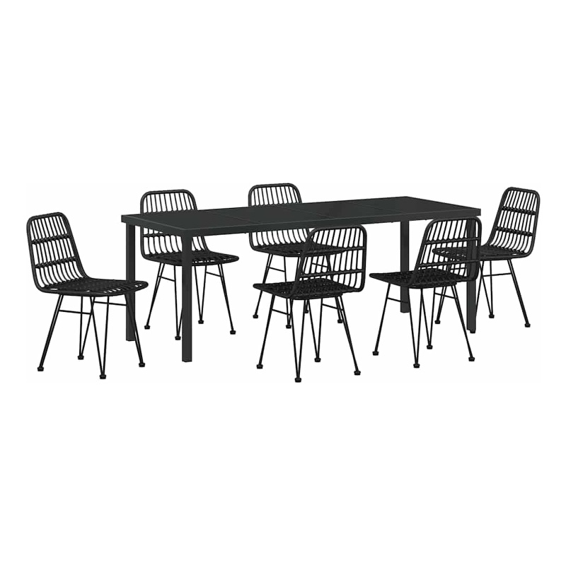 vidaXL Garden Dining Set 7 pcs Black Powder-Coated Steel