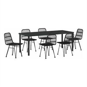 vidaXL Garden Dining Set 7 pcs Black Powder-Coated Steel
