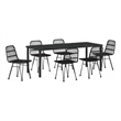 vidaXL Garden Dining Set 7 pcs Black Powder-Coated Steel