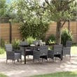 vidaXL Garden Dining Set 7 pcs Grey Poly Rattan