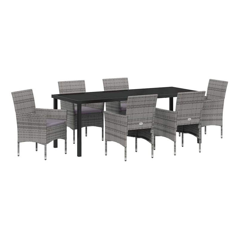 vidaXL Garden Dining Set 7 pcs Grey Poly Rattan