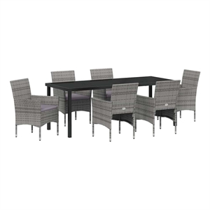 vidaXL Garden Dining Set 7 pcs Grey Poly Rattan