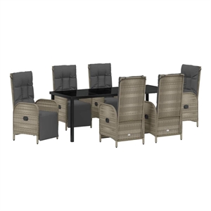 vidaXL Garden Dining Set 7 pcs Grey Poly Rattan