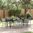 vidaXL Garden Dining Set 7 pcs Grey Poly Rattan