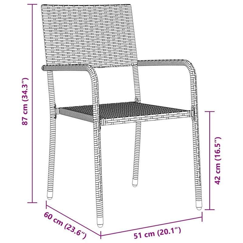 vidaXL Garden Dining Set 7 pcs Grey Poly Rattan