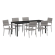 vidaXL Garden Dining Set 7 pcs Grey Poly Rattan