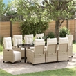 vidaXL Garden Dining Set 9 pcs Beige Poly Rattan