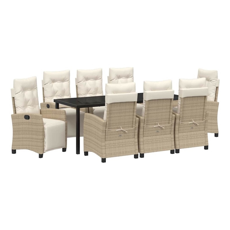 vidaXL Garden Dining Set 9 pcs Beige Poly Rattan
