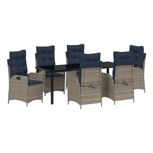 vidaXL Garden Dining Set 7 pcs Grey and Black Rattan