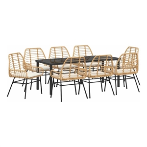 vidaXL Garden Dining Set 9 pcs Brown Poly Rattan