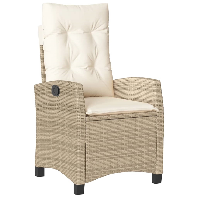 vidaXL 3 Piece Patio Dining Set with Cushions Beige Poly Rattan