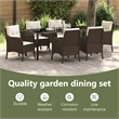 vidaXL Garden Dining Set 7 pcs Brown Poly Rattan
