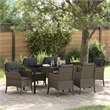 vidaXL Garden Dining Set 7 pcs Grey Poly Rattan