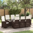vidaXL Garden Dining Set 9 pcs Brown Poly Rattan