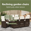 vidaXL Garden Dining Set 9 pcs Brown Poly Rattan