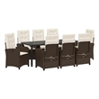 vidaXL Garden Dining Set 9 pcs Brown Poly Rattan