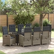 vidaXL Garden Dining Set 9 pcs Grey Poly Rattan