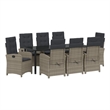 vidaXL Garden Dining Set 9 pcs Grey Poly Rattan