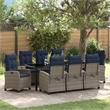 vidaXL Garden Dining Set 9 pcs Grey Poly Rattan