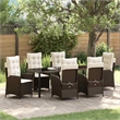 vidaXL Garden Dining Set 7 pcs Brown Poly Rattan