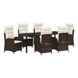 vidaXL Garden Dining Set 7 pcs Brown Poly Rattan