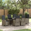 vidaXL Garden Dining Set 7 pcs Grey Poly Rattan