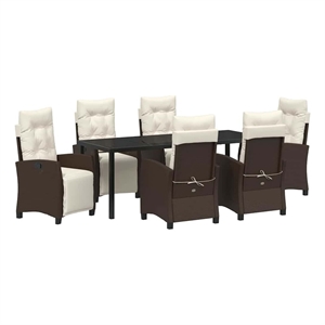 vidaXL Garden Dining Set 7 pcs Brown Poly Rattan