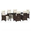 vidaXL Garden Dining Set 7 pcs Brown Poly Rattan