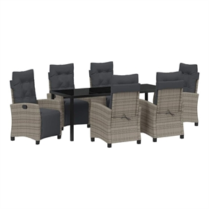 vidaXL Garden Dining Set 7 pcs Grey Poly Rattan