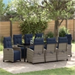 vidaXL Garden Dining Set 9 pcs Grey Poly Rattan