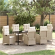 vidaXL Garden Dining Set 7 pcs Beige Poly Rattan