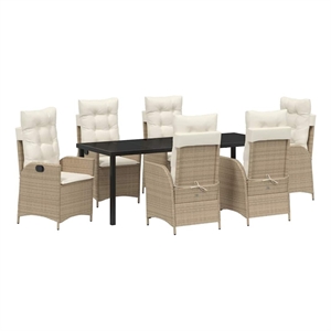vidaXL Garden Dining Set 7 pcs Beige Poly Rattan