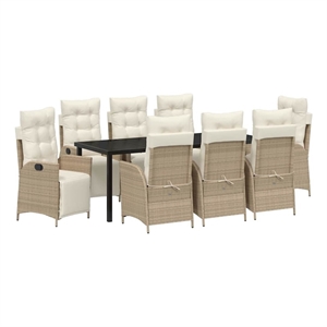 vidaXL Garden Dining Set 9 pcs Beige Poly Rattan