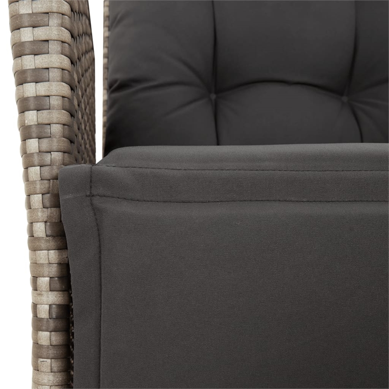 vidaXL 3 Piece Patio Dining Set with Cushions Gray Poly Rattan
