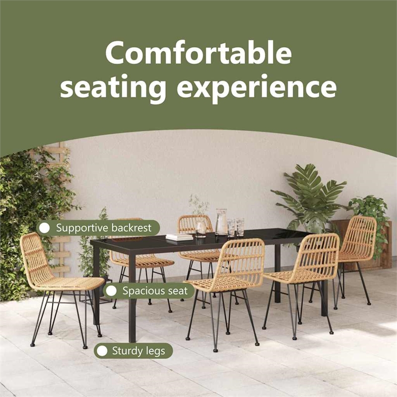 vidaXL Garden Dining Set 7 pcs Brown Powder-Coated Steel