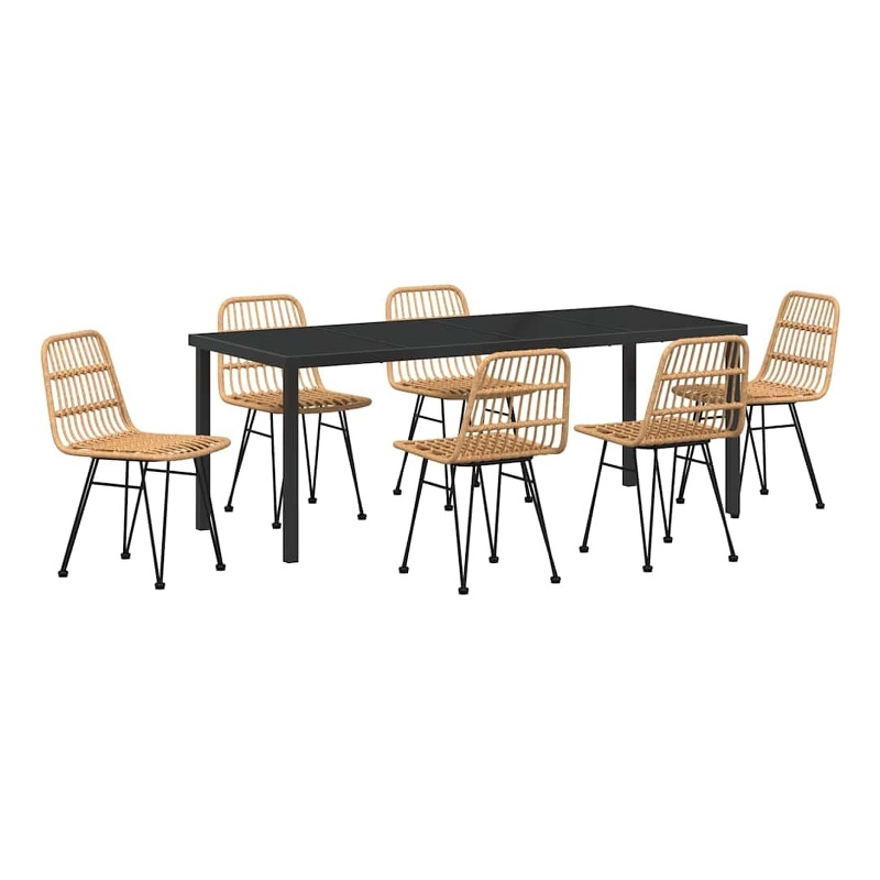 vidaXL Garden Dining Set 7 pcs Brown Powder-Coated Steel